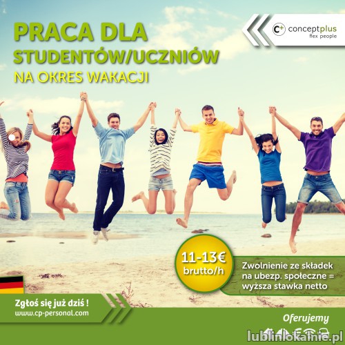 Praca dla studentów/uczniów na okres wakacj! 13€!