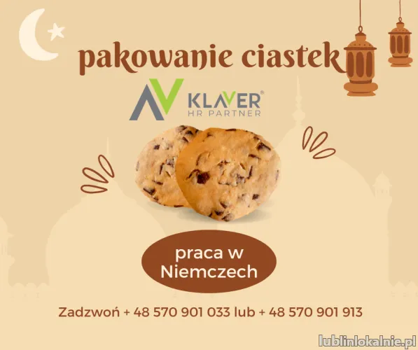 Pakowanie ciastek  praca w Niemczech Nowa oferta Klaver