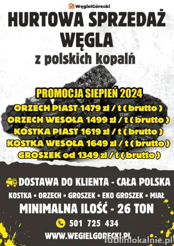 Węgiel hurtowy z Polski - Sierpniowa promocja 2024