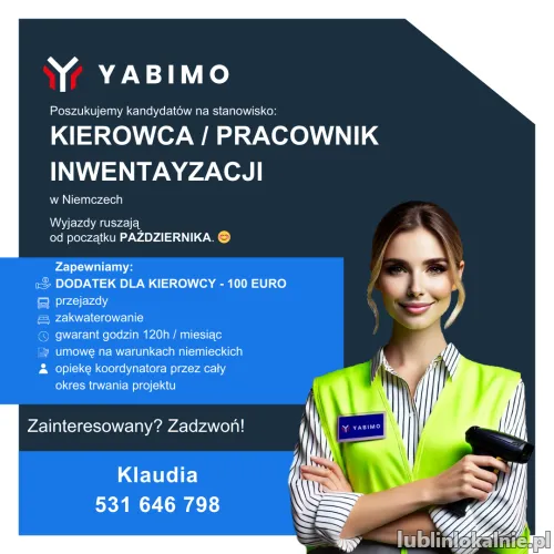 Kierowca - pracownik inwentaryzacji Niemcy